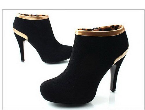 New Sexy Round Toe Zipper Heels Ankle Boots Shoes